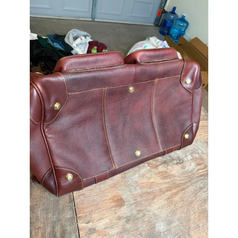 Orvis Brown Leather Duffel Travel Bag Weekender Carry On Luggage Shoulder Strap